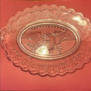 USA Bicentennial plate clear in color with year 1776 to 1976. USA will celebrate